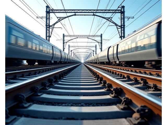 高速で複雑な鉄道の線路のイメージ